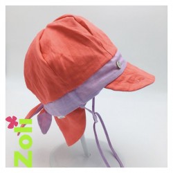 Chapeau zoli bébé/enfant en lin - Lilas/Corail