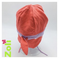 Chapeau zoli bébé/enfant en lin - Lilas/Corail