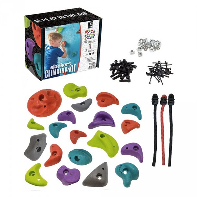 Set de 22 prises escalade enfant - Slackers Climbing kit