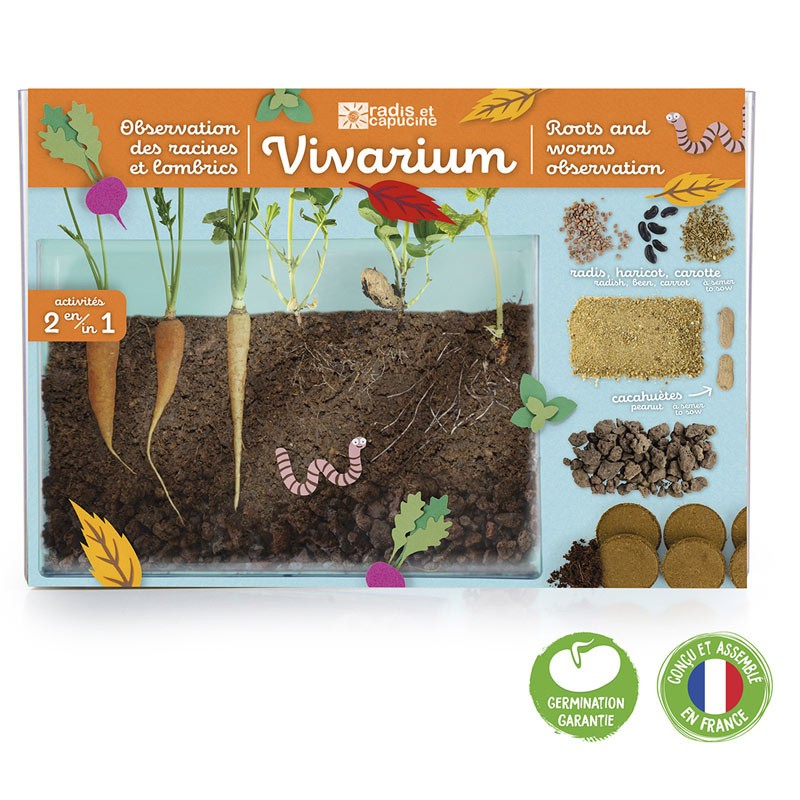 Vivarium racines et vers de terre - Radis et Capucine