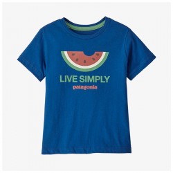 T-shirt bébé coton bio - Patagonia - Live simply - Bleu Supérieur