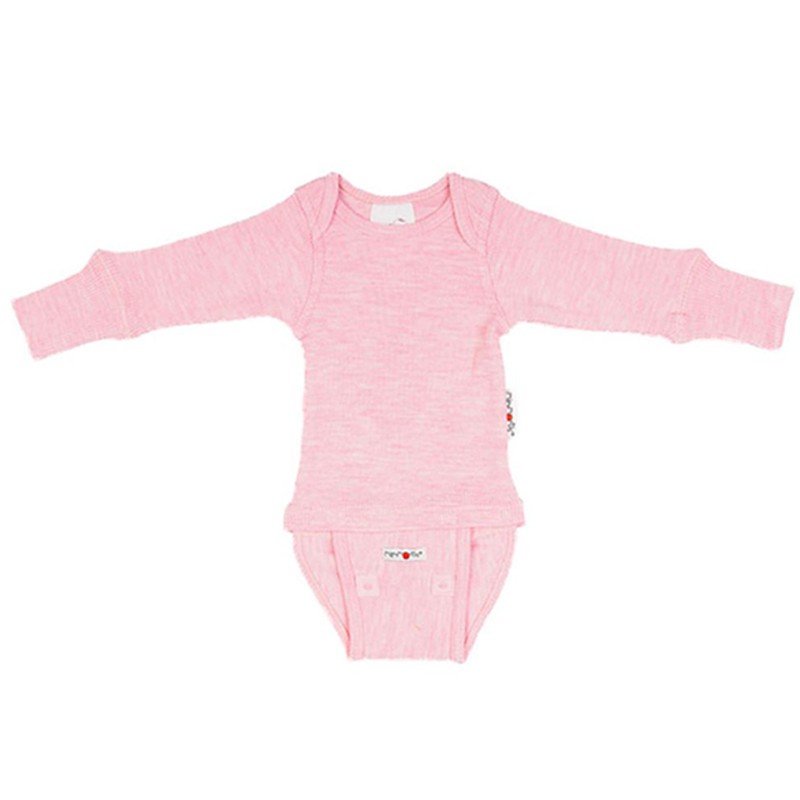 Body en laine - Manches longues - évolutif de Manymonths - Stork Pink