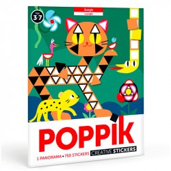 Poster Créatif Jungle 3-7 ans + 750 gommettes - Poppik