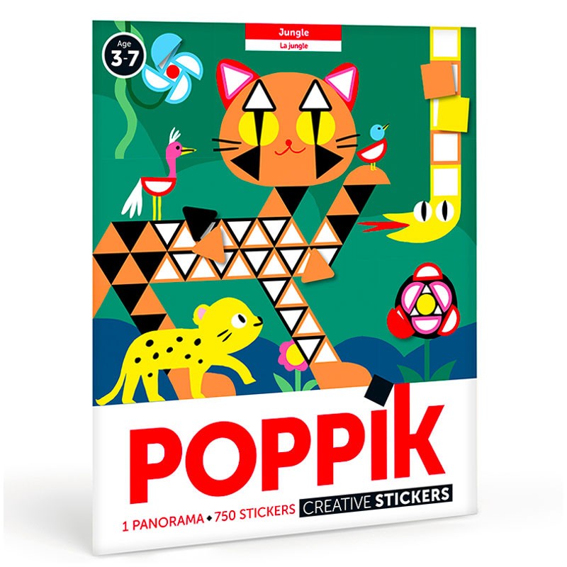 Poster Créatif Jungle 3-7 ans + 750 gommettes - Poppik