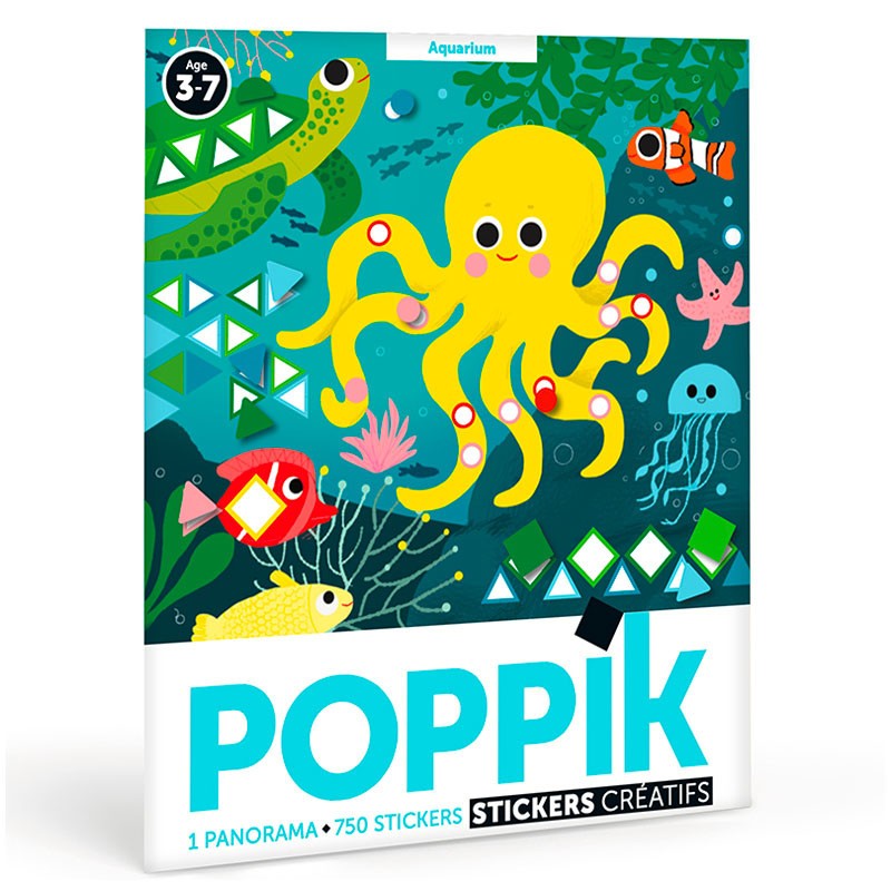 Poster Créatif Aquarium 3-7 ans + 750 gommettes - Poppik