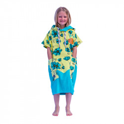 Poncho surf enfant - 6 à 9 ans - All-in - Coquelicot/Aqua