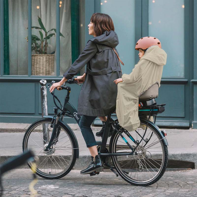 Poncho pour siège vélo enfant - Rainette - Vegan - Beige