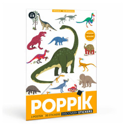 Mini Poster + 26 gommettes - Dinosaures - Poppik