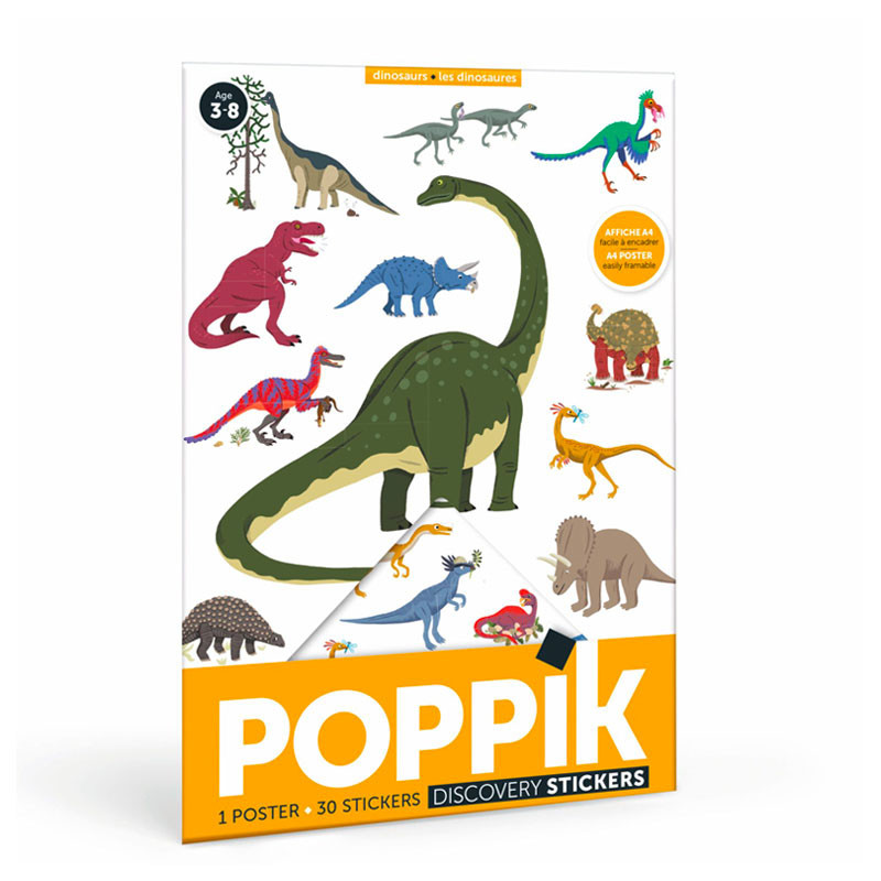 Mini Poster + 26 gommettes - Dinosaures - Poppik