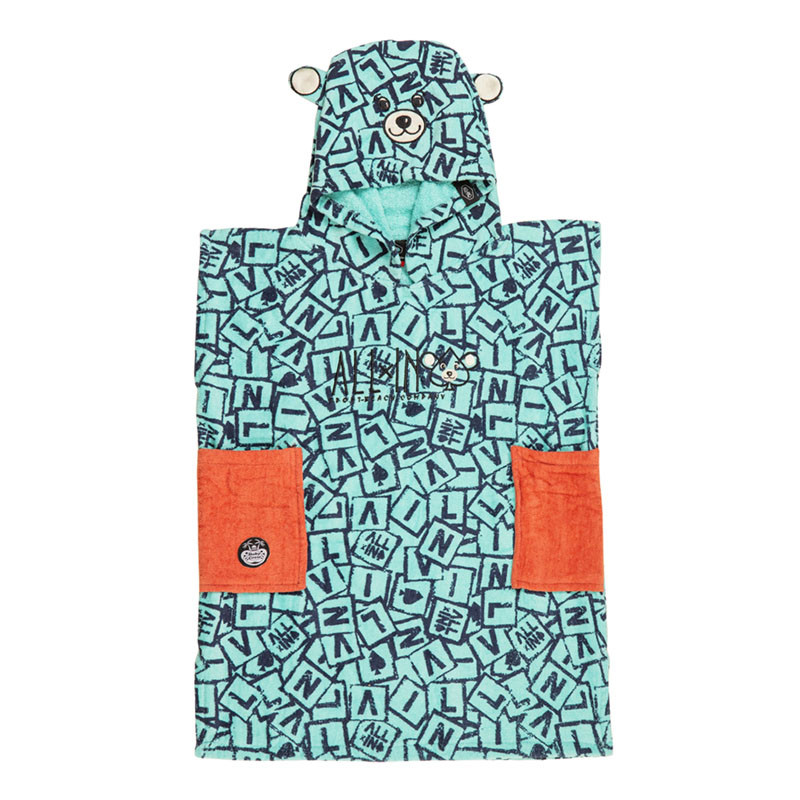 Poncho bébé - 2 à 6 ans - All-in - Lettrage All-in/Grey blue waffle