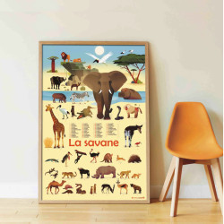 Poster Discovery Poppik et 42 stickers - La Savane - cadre