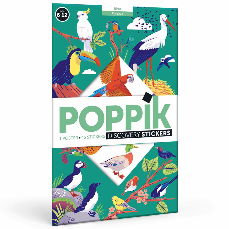 Poster Discovery Poppik et 45 stickers - Les Oiseaux