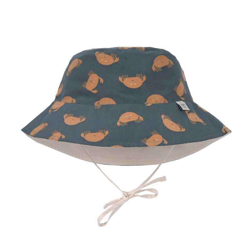 Chapeau anti-UV bébé réversible - Lassig - Crabe bleu