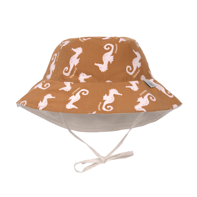 Chapeau anti-UV bébé réversible - Lassig - Hippocampe caramel
