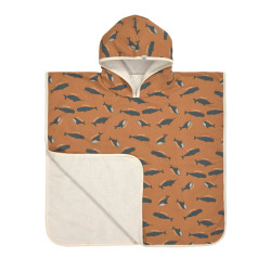 Poncho microfibres bébé - Lassig - Baleine caramel