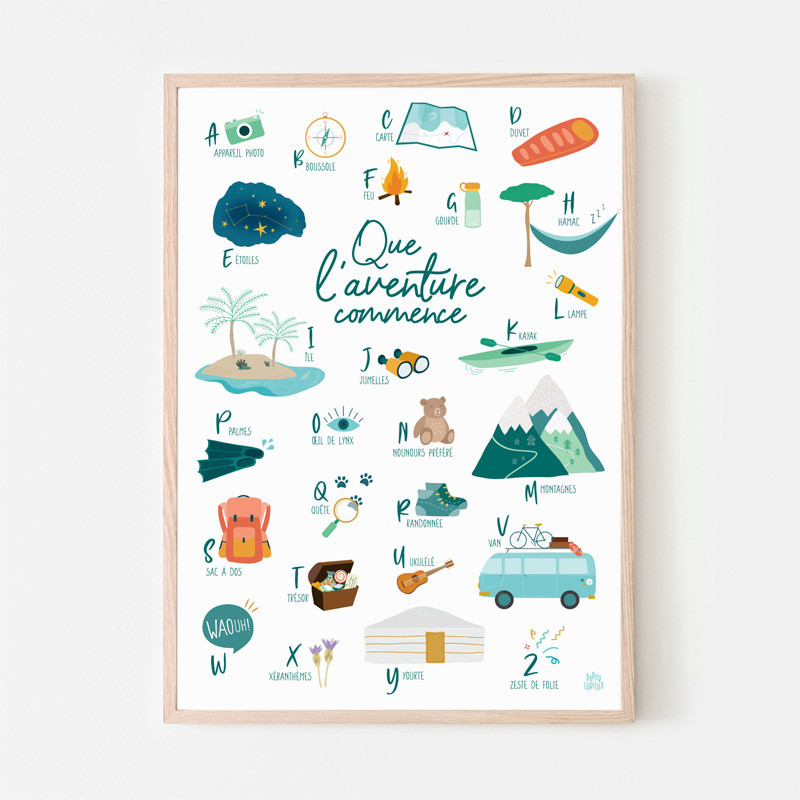 Affiche Abécédaire de l'aventurier - Papier Curieux