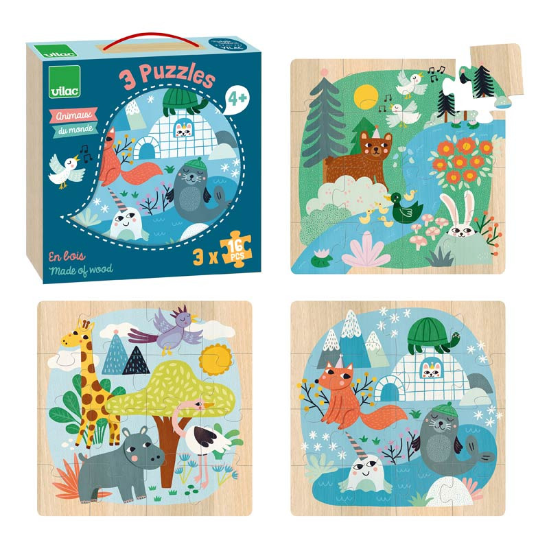 3 Puzzles en bois Vilac