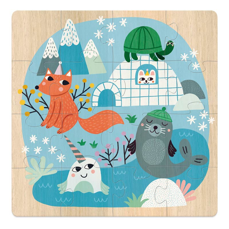 3 Puzzles en bois Vilac : Les Animaux du monde