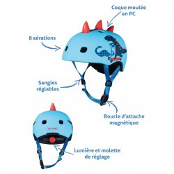 Casque bol enfant  Micro - 3-6 ans  (48 - 53 cm ) - Dino 3D