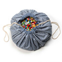Sac à jouet Play and Go - Coton bio - Grid Blue