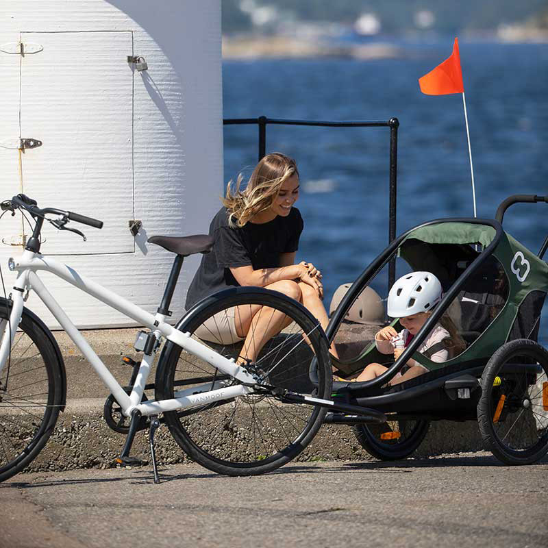 Remorque Vélo Hamax Outback 2 Places - Légère, Sièges Inclinables, Grande Fenêtre - Transformable En Poussette Ou Traîneau