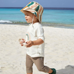 Chapeau anti-UV bébé réversible - Lassig - Vagues rose