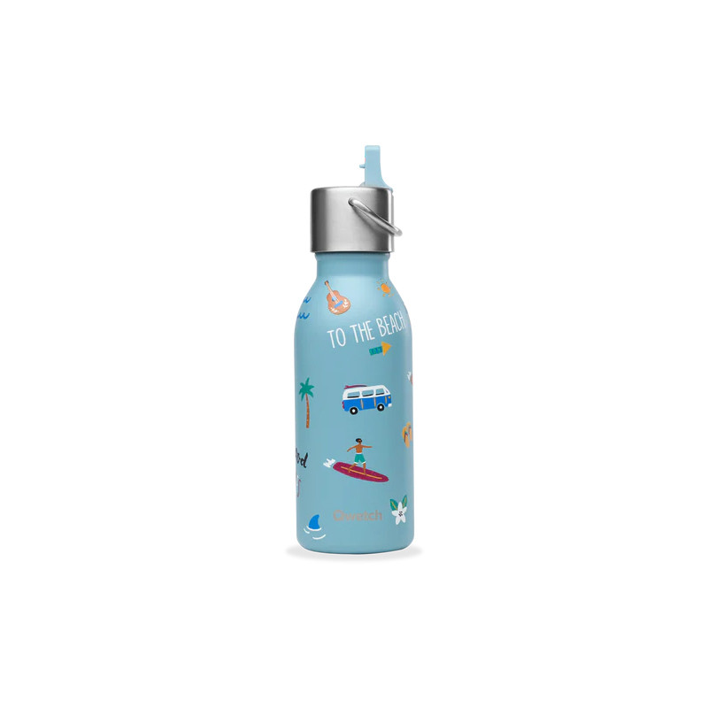 Gourde Qwetch inox isotherme - 350ml - Honolulu - Bleu acier