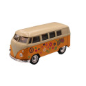 Combi Volkswagen à fleurs à rétro-friction au 1/34 - Weely - jaune
