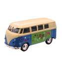 Combi Volkswagen à fleurs à rétro-friction au 1/34 - Weely - bleu