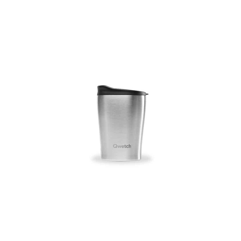Gobelet inox isotherme avec couvercle - Qwetch - Inox brossé