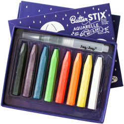 Set 8 craies Butterstix Aquarelle + Stylo à eau - Jaq Jaq Bird ouverte