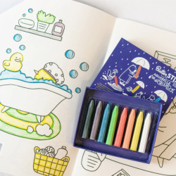 Set 8 craies Butterstix Aquarelle + Stylo à eau - Jaq Jaq Bird avec cahier de coloriage