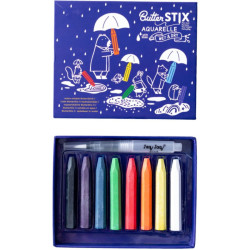 Set 8 craies Butterstix Aquarelle + Stylo à eau - Jaq Jaq Bird