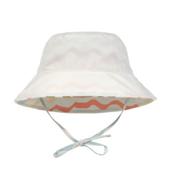 Chapeau anti-UV bébé réversible - Lassig - Vagues écru