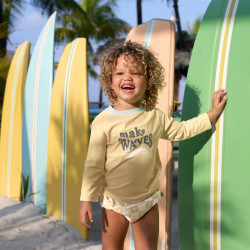 Lycra bébé manches longues - Lassig - Make vagues vanille