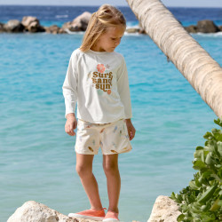 Lycra bébé manches longues - Lassig - Fleurs écru