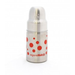 Biberon Inox Organic Kidz 270mL goulot large - rouge