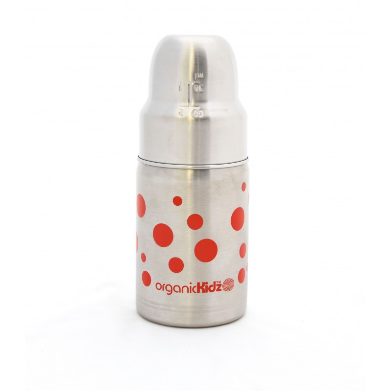 Biberon Inox Organic Kidz 270mL goulot large - rouge