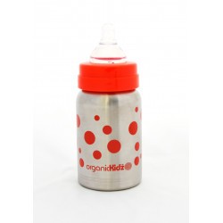 Biberon Inox Organic Kidz 270mL goulot large - rouge