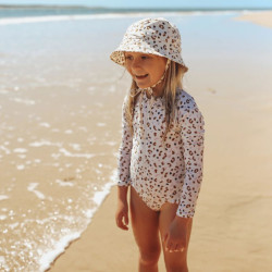 fille avec Maillot de bain protecteur enfant - Anti UV manches longues - Swim Essentials - Léopard Kaki