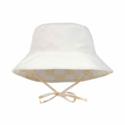 Chapeau anti-UV bébé réversible - Lassig - Carreaux vanille