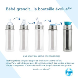 Biberon inox à bec évolutif -  Pura - Licorne