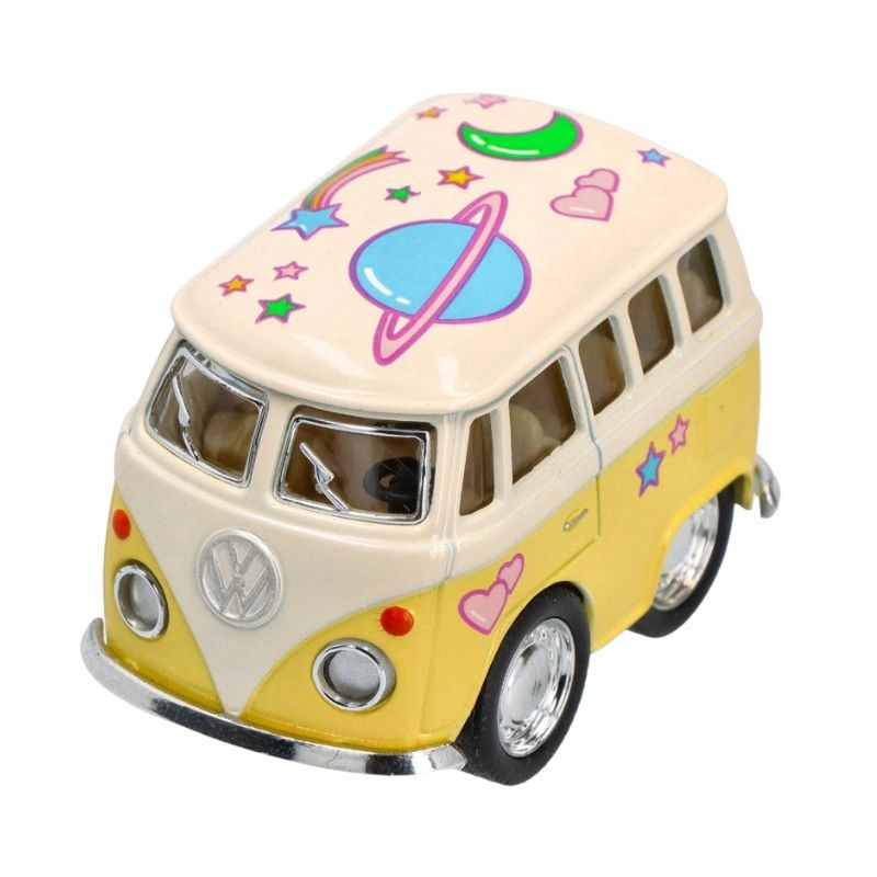 Mini van en métal Microbus à rétro-friction 5 cm - Volkswagen - Jaune