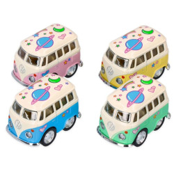 Quatre Mini van en métal Microbus à rétro-friction 5 cm - Volkswagen