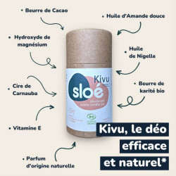 composition de Déodorant solide en stick de 50 ml Kivu - Sloé - Amande douce