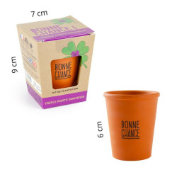 dimension de Trèfle à quatre feuilles - Kit message « Bonne chance » - Radis et Capucine