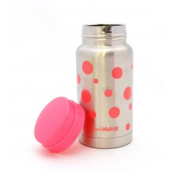 Kit Biberon-gourde Inox Isotherme Organic Kidz 200mL goulot large-rose