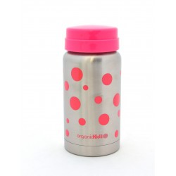 Kit Biberon-gourde Inox Isotherme Organic Kidz 200mL goulot large-rose