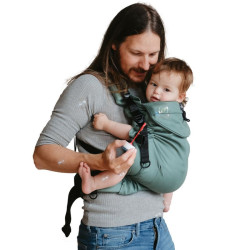 homme et enfant avec Porte bébé préformé Néo Plus V2 - Néobulle - Eucalyptus