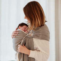 bébé porté avec Porte bébé Sling Sergé Brisé - Néobulle - Beige sable